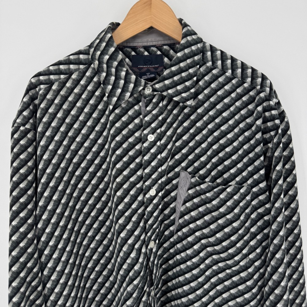 Phat Farm XL Button Up Shirt Geometric Pattern Long Sleeve‎ Mens Y2K